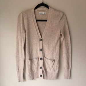 Hollister Light Beige Button-Up Cardigan